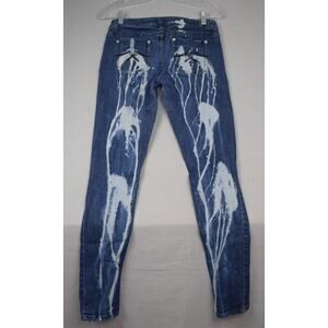 ZD Premium (Sz 5) Distressed Paint Jeans Goth Punk Rock Splatter Ripped W28